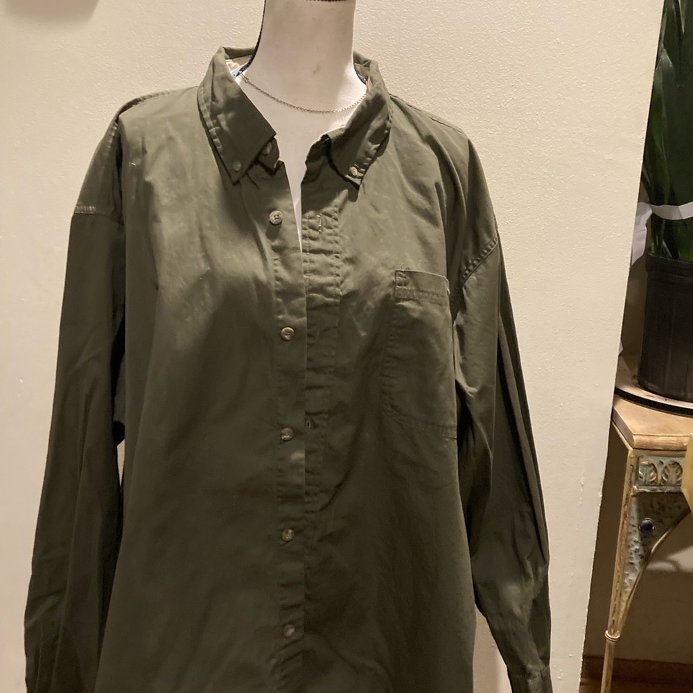 Olive Green Button-Up Shirt